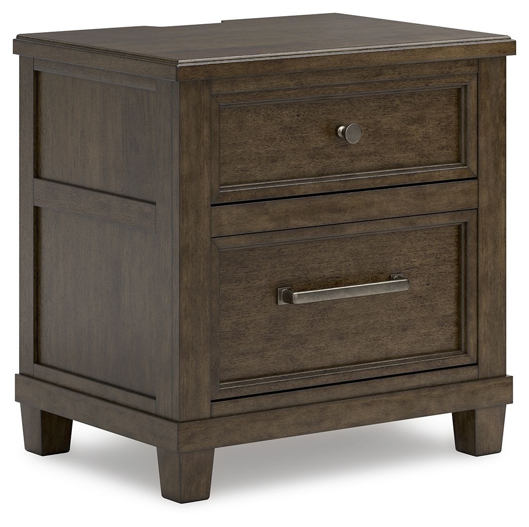 Hillcott - Two Drawer Night Stand - Dark Brown