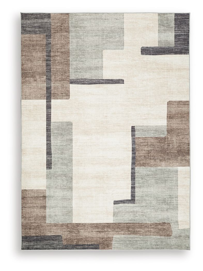 Larkport - Washable Medium Rug - Cream / Brown / Gray