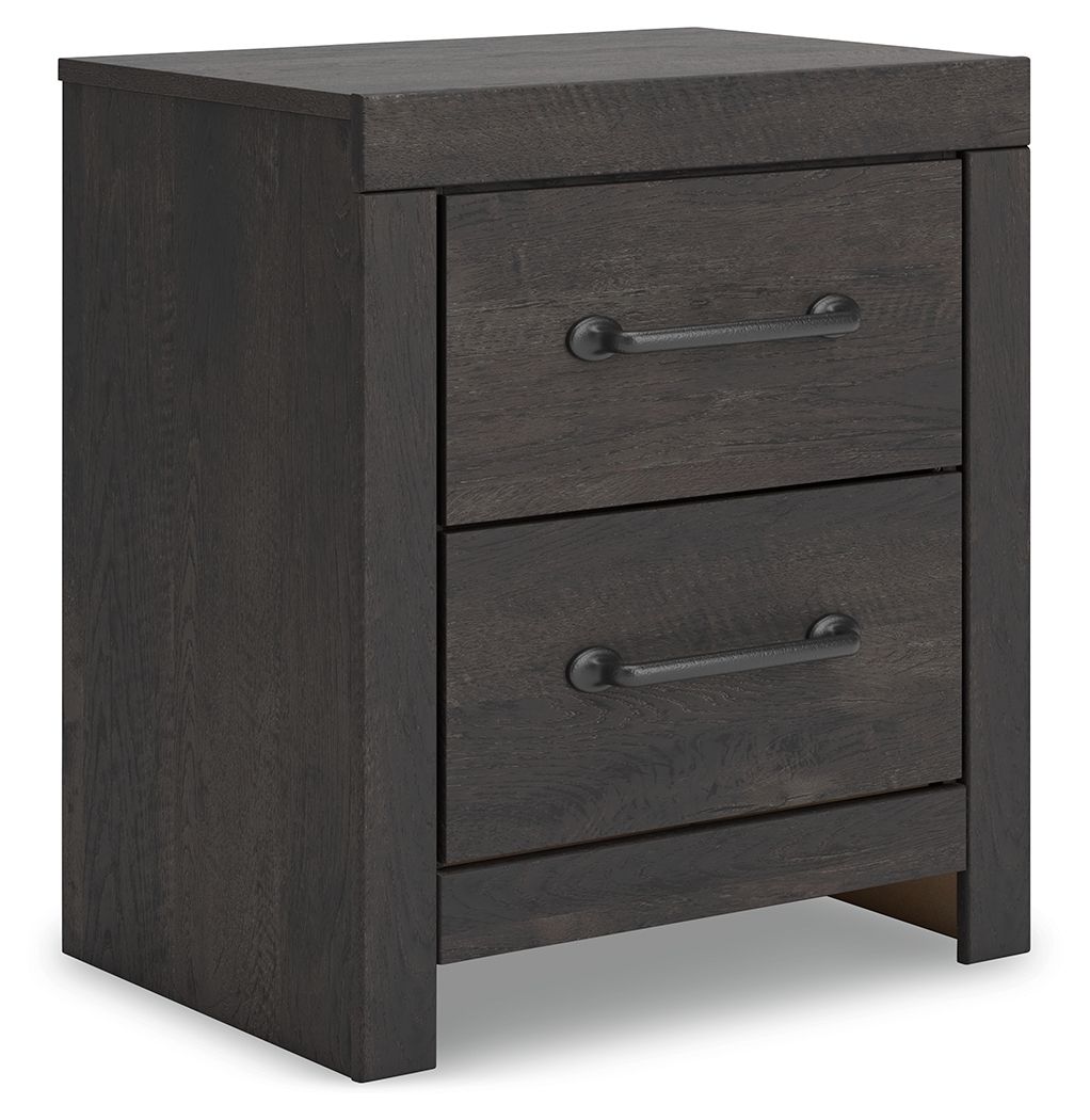 Delmorta - Two Drawer Night Stand - Dark Gray