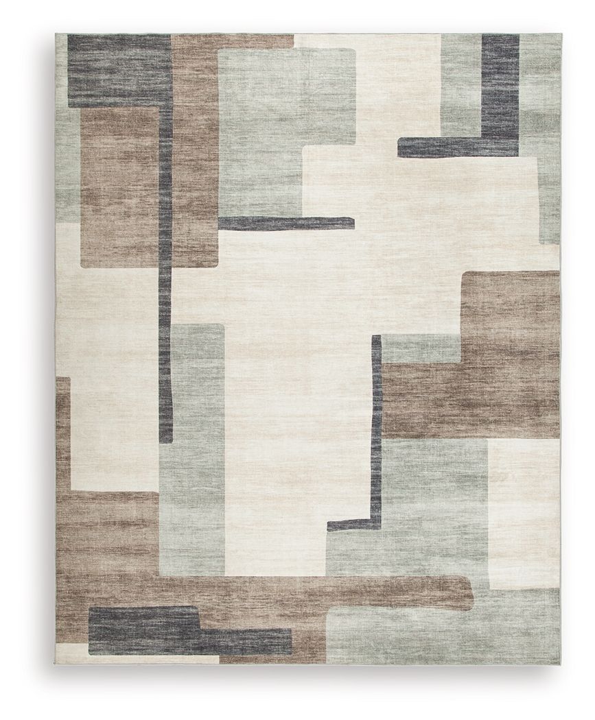 Larkport - Washable Large Rug - Cream / Brown / Gray