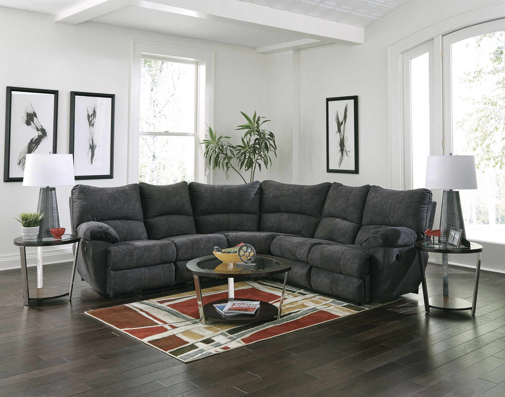 Shane - 2 Piece Reclining Sectional - Smoke