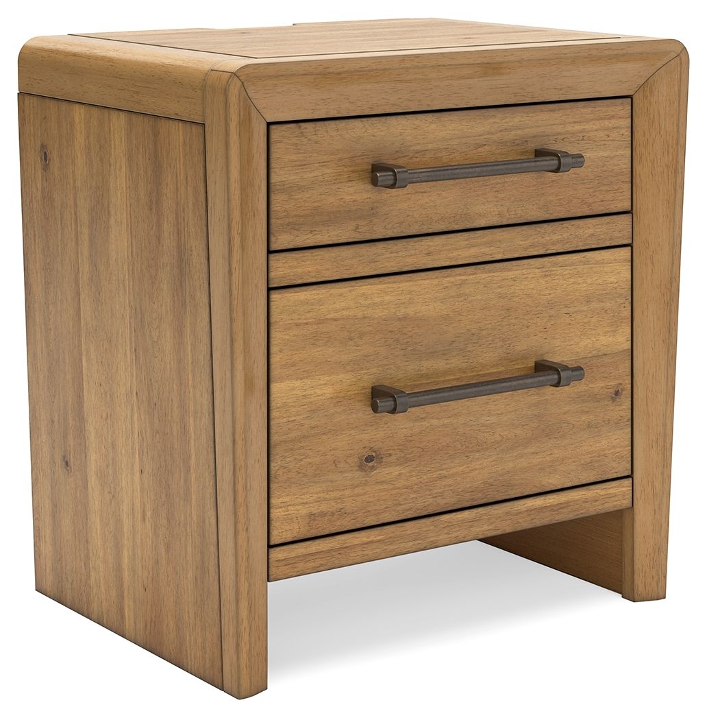 Takston - Two Drawer Night Stand - Light Brown