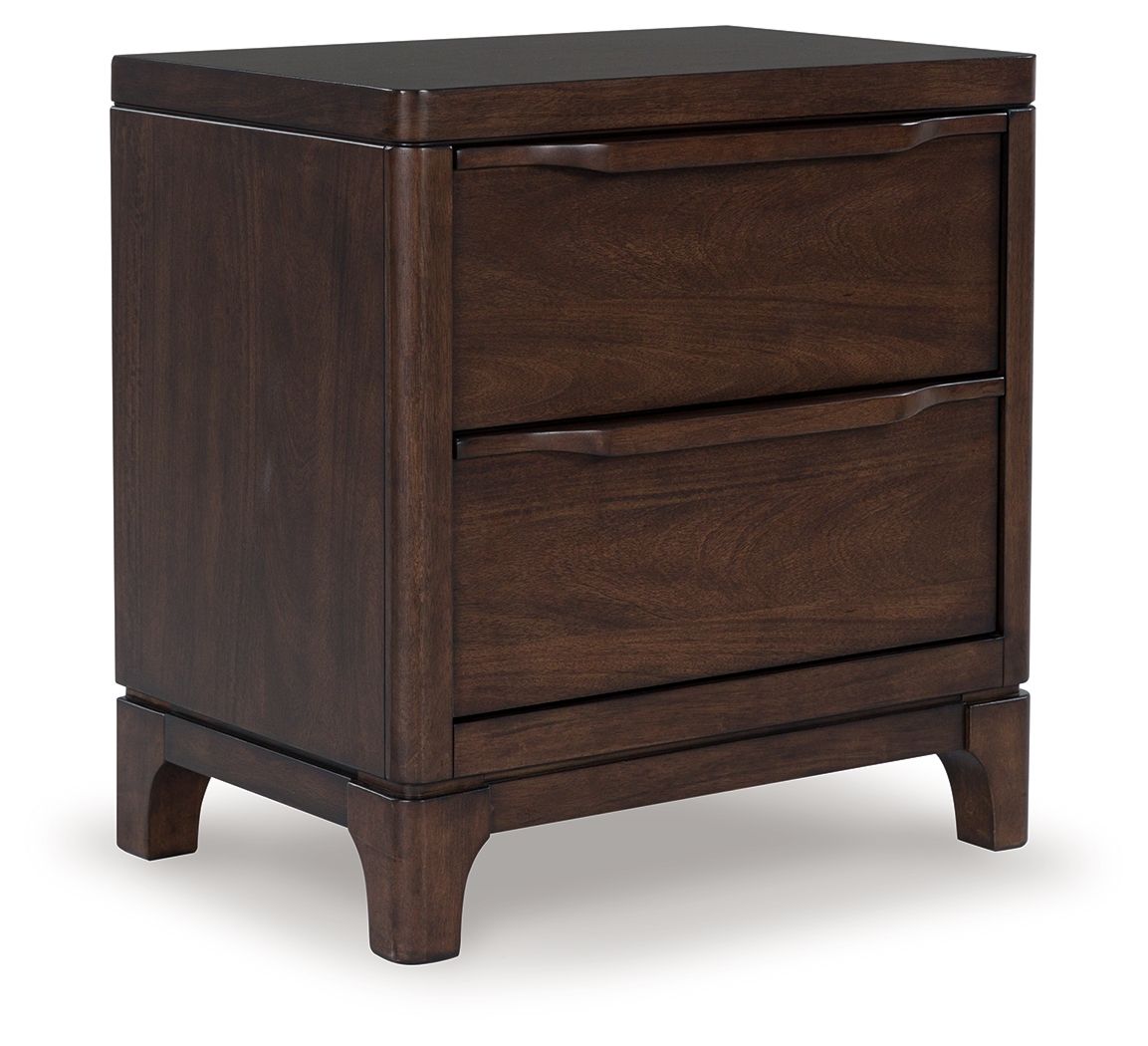 Korestone - Two Drawer Night Stand - Dark Brown