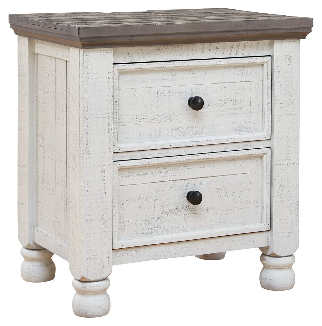 Havalance - Two Drawer Night Stand - White / Gray