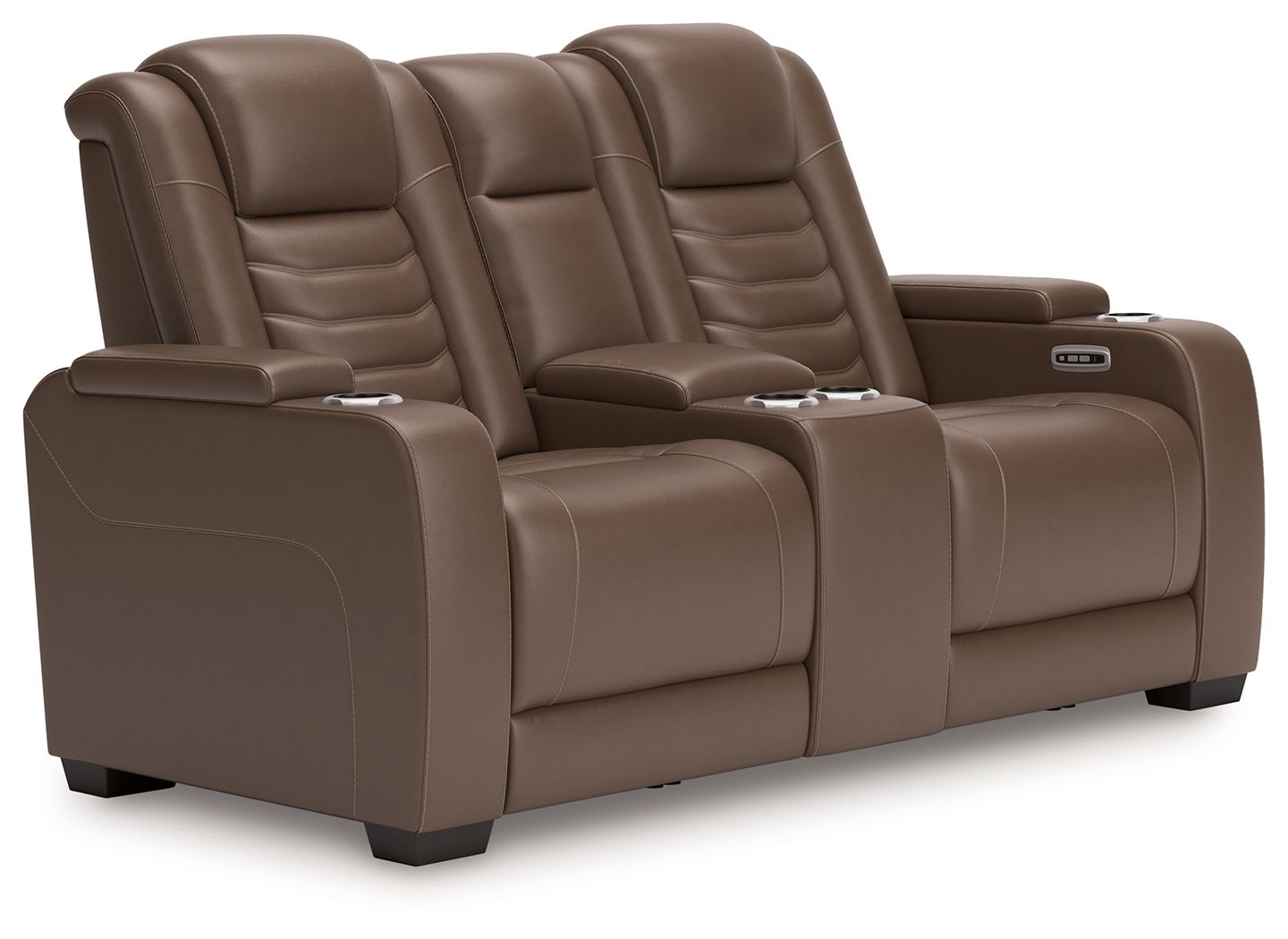 High Impact - Power Reclining Loveseat With Console / Adj Hdrst - Tobacco