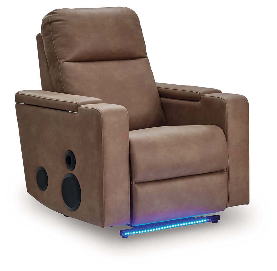 Flinlock - Glider Power Recliner With Audio System - Caramel