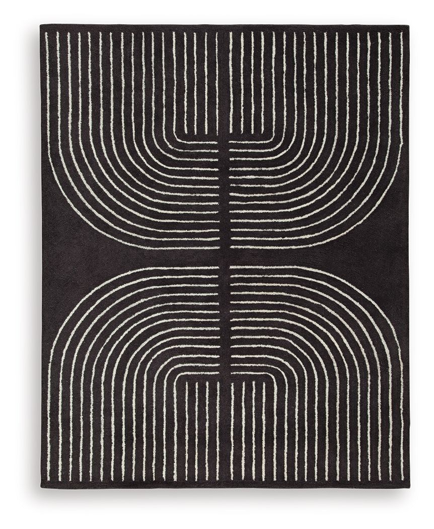 Eldonmore - Large Rug - Black / Ivory