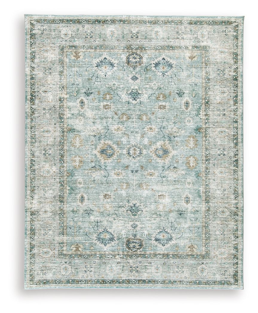 Ladstoney - Large Rug - Teal / Beige / Ochre