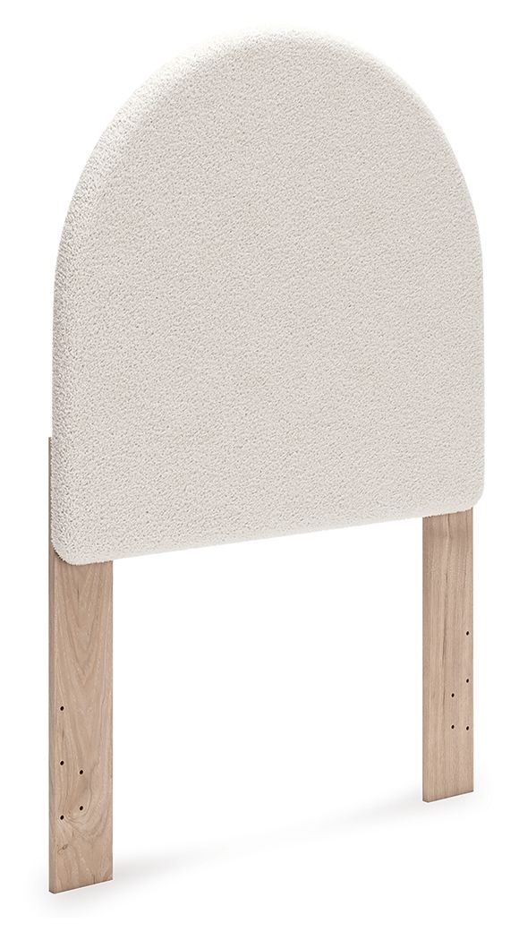 Shapella - Twin Upholstered Panel Headboard - White / Tan
