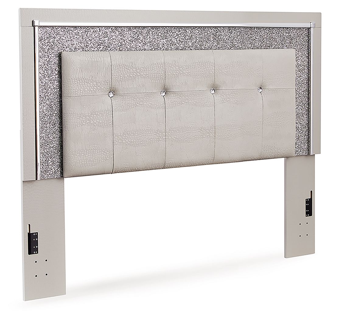 Zyniden - Queen Upholstered Panel Headboard - Silver