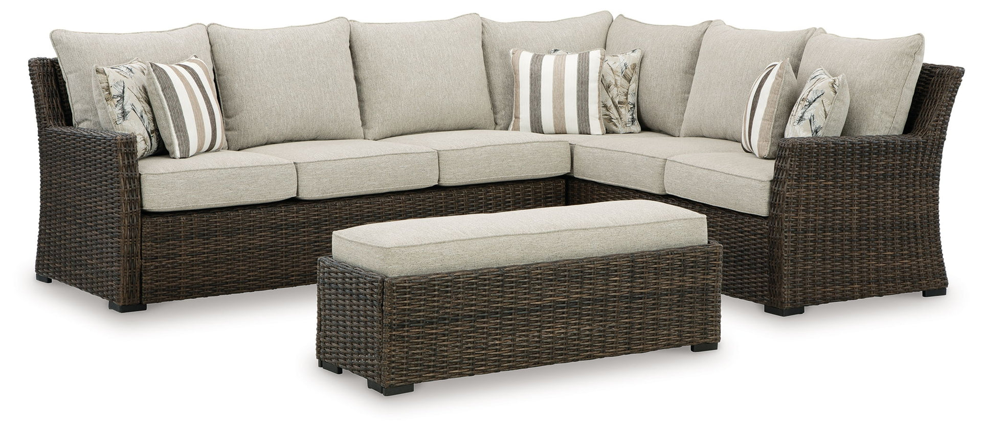Brook Ranch - Sofa Sectional, Bench With Cushion (Set of 3) - Brown