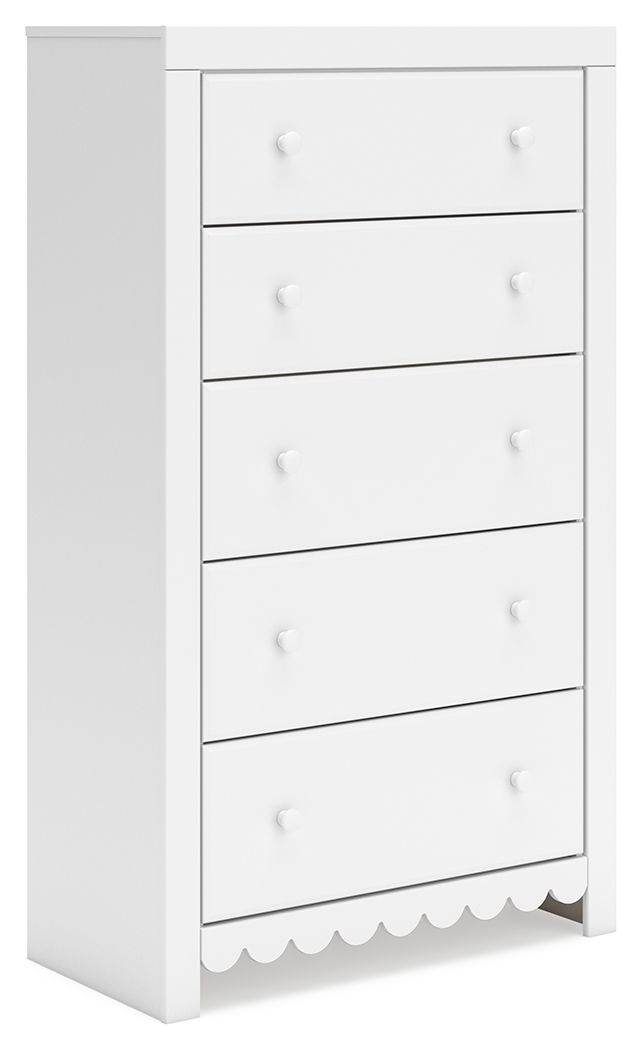 Mollviney - Five Drawer Chest - White