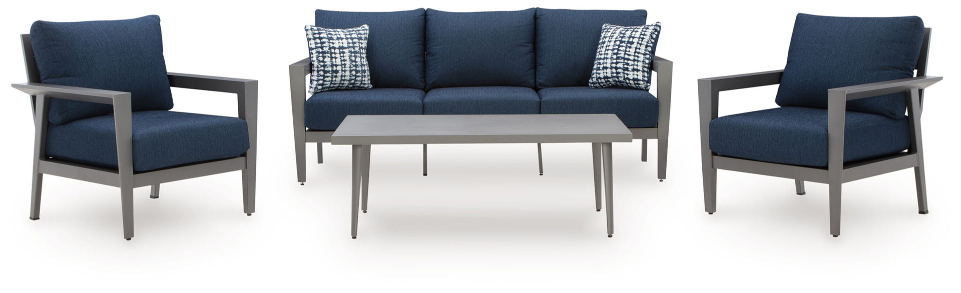 Gali - Sofa / Chairs / Table Set (Set of 4) - Gray / Blue