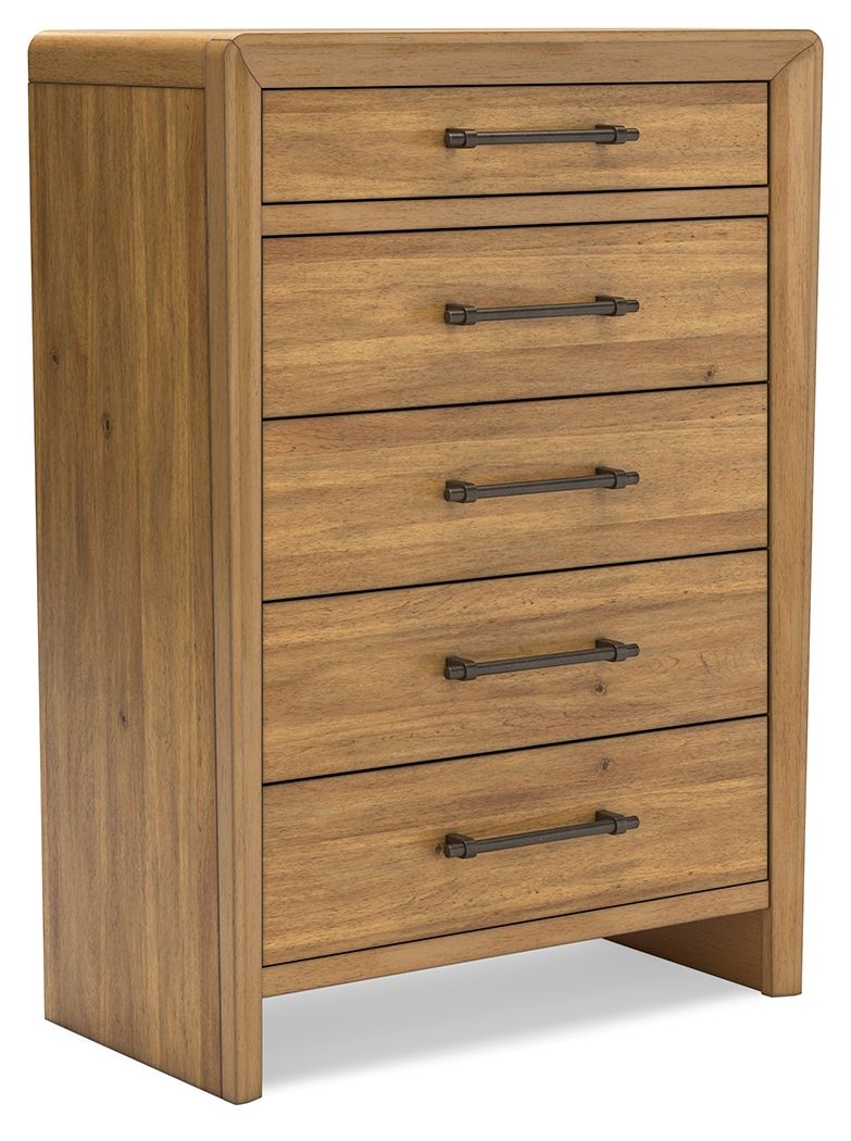 Takston - Five Drawer Chest - Light Brown