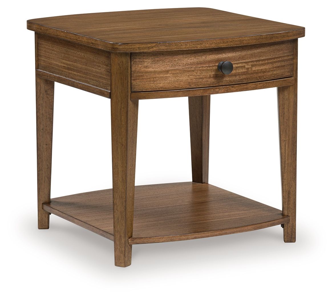 Burkbyer - Rectangular End Table - Brown