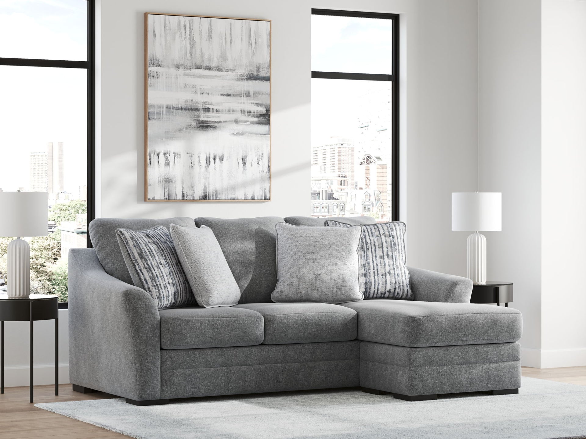 Lealand Heights - Steel - Queen Sofa Chaise Sleeper