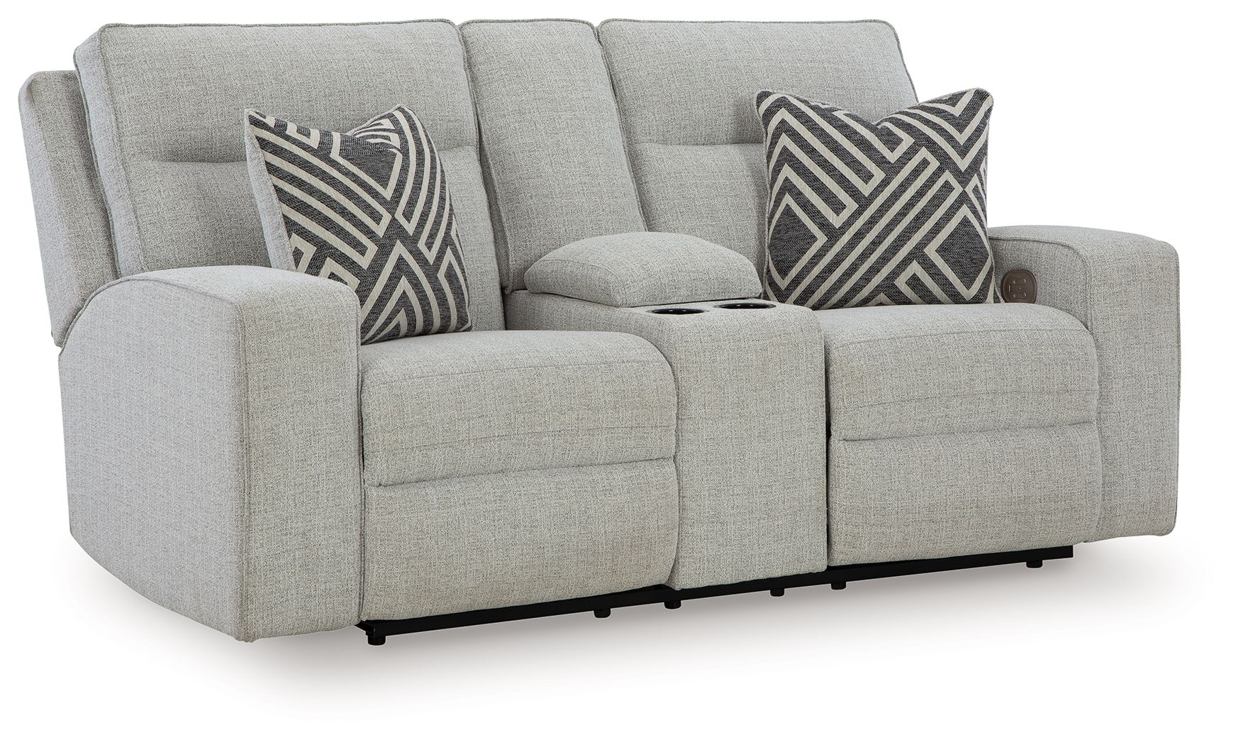 Jasperson - Stone - Power Reclining Loveseat with Console Adj Headrest