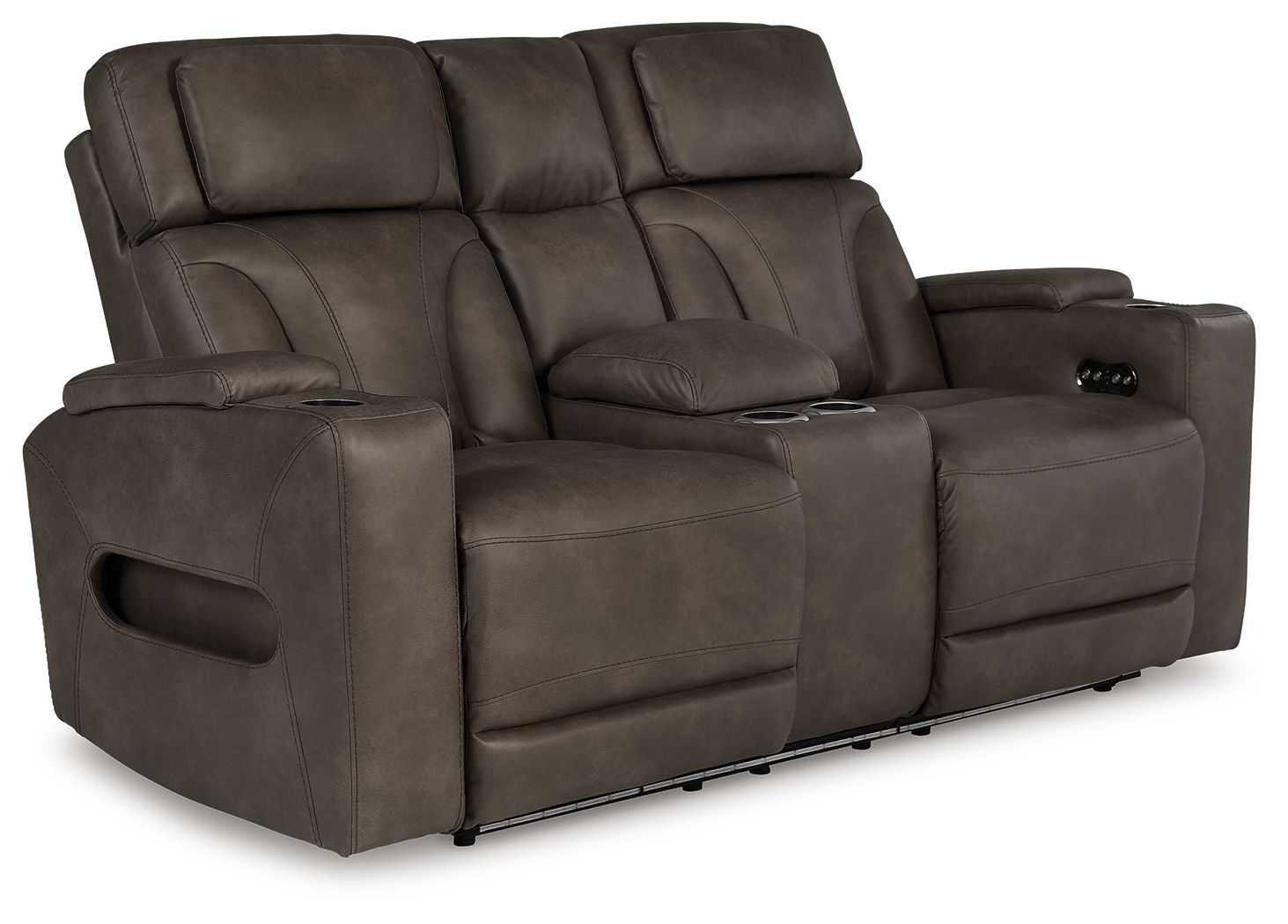 Warrior Peak - Umber - Power Reclining Loveseat With Console / Adj Hdrst
