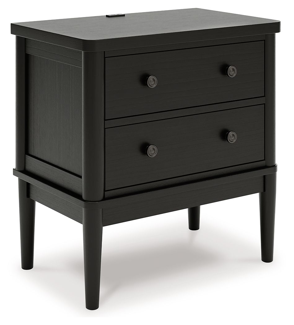 Portdown - Black - Two Drawer Night Stand
