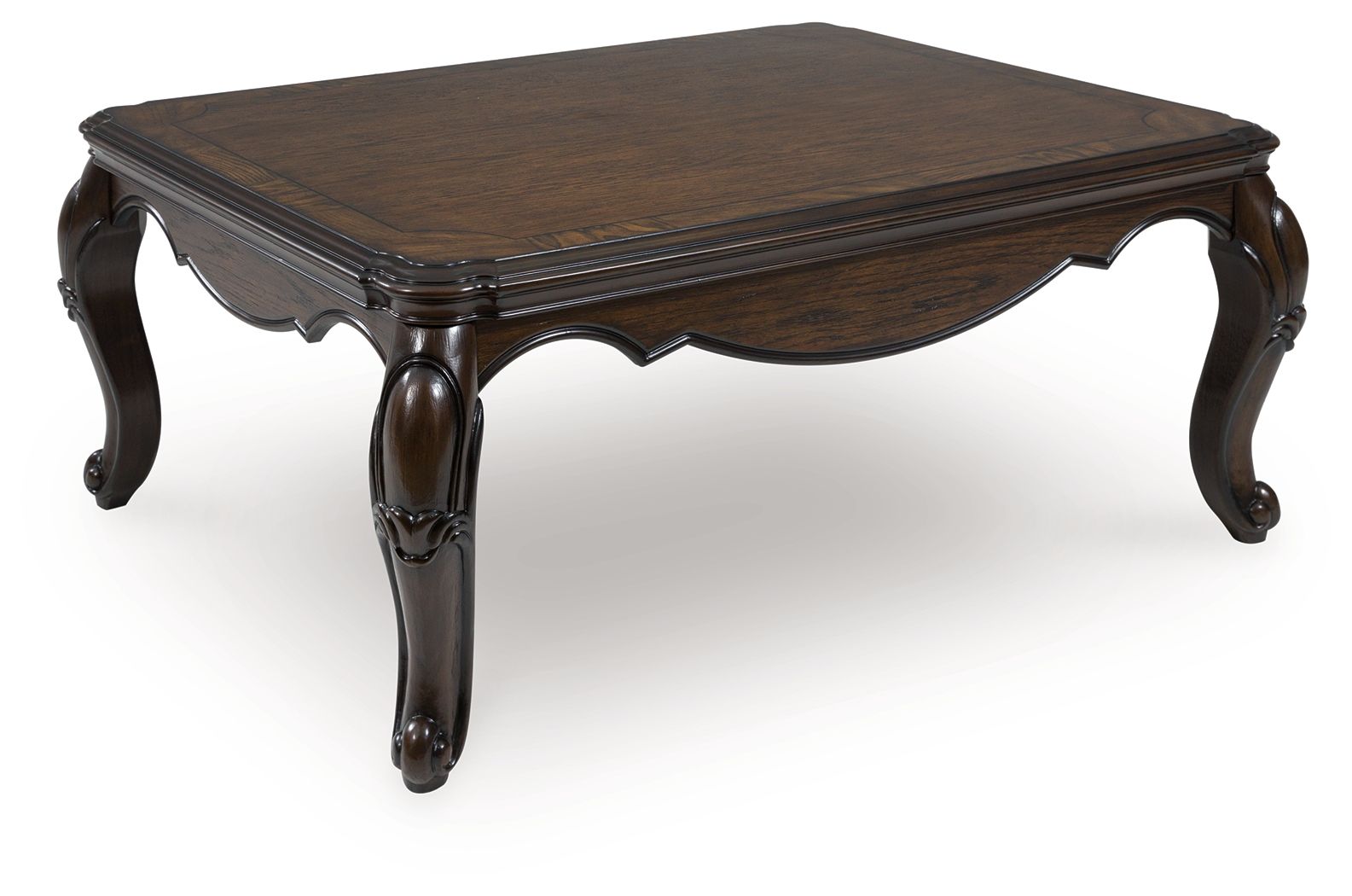 Maylee - Dark Brown - Rectangular Cocktail Table With Cabriole Legs