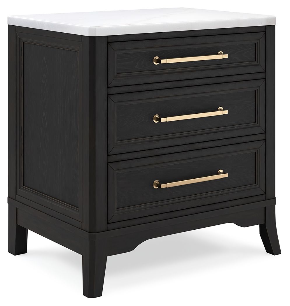 Welltern - Black / White - Three Drawer Night Stand