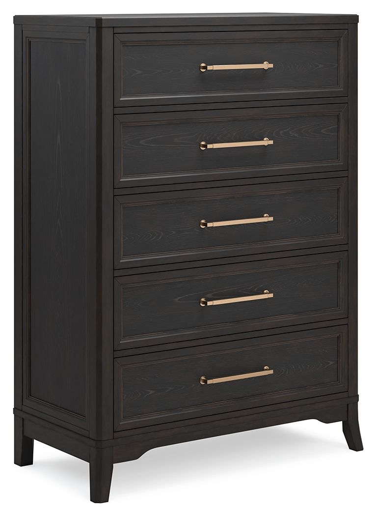 Welltern - Black - Five Drawer Chest