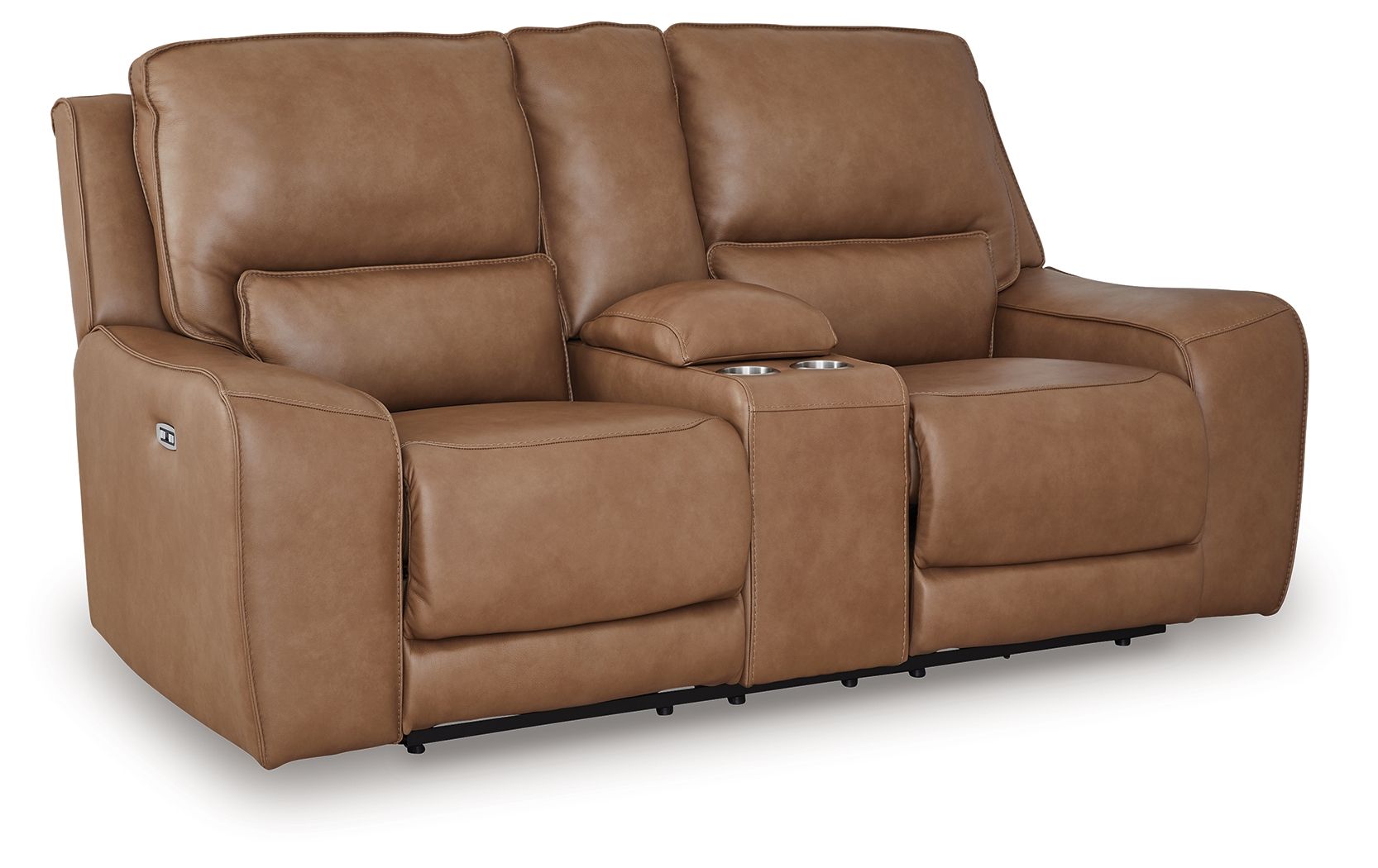Silverbrooke - Caramel - Power Reclining Loveseat / Console / Adjustable Headrest