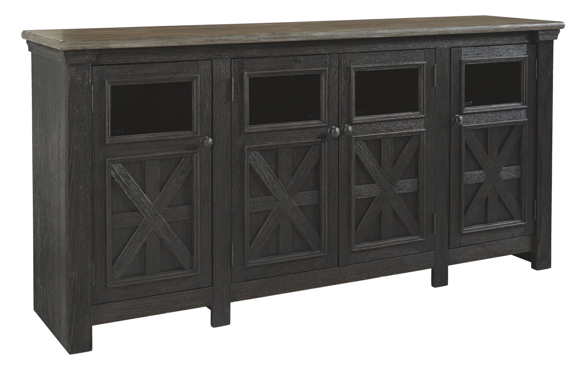 Tyler Creek - Black / Gray - Extra Large TV Stand