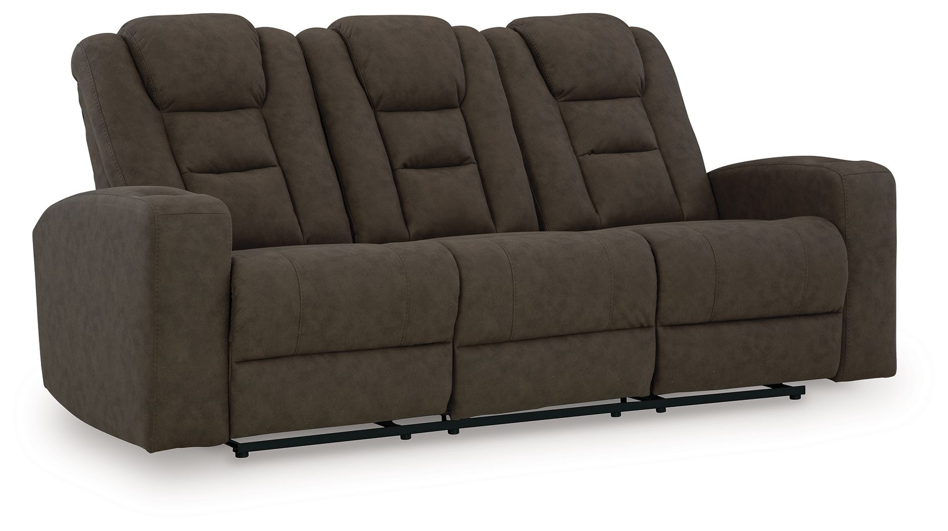 Mayhem Madness - Cocoa - Reclining Sofa with Drop Down Table