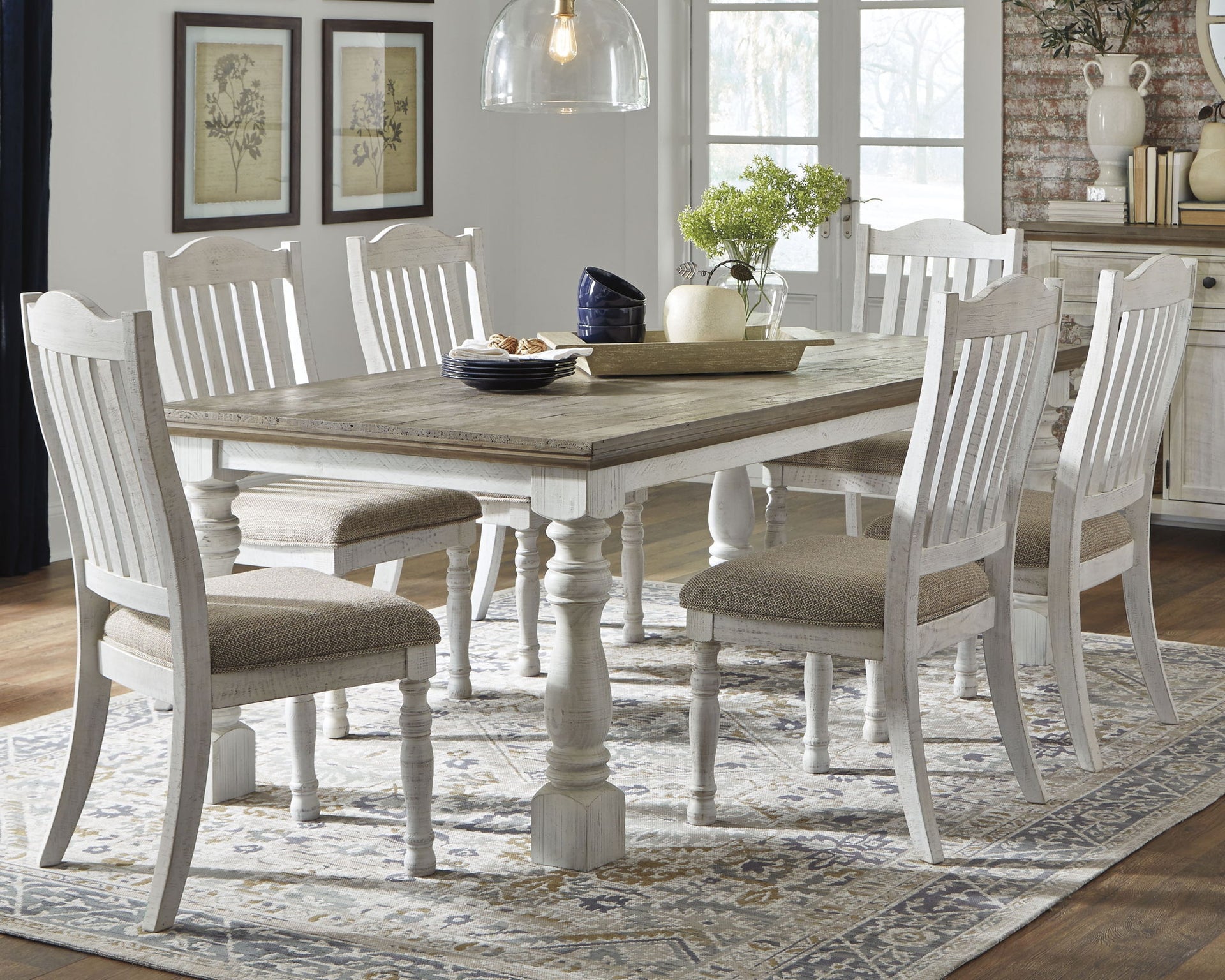 Havalance - Rectangular Dining Room Table - White / Gray