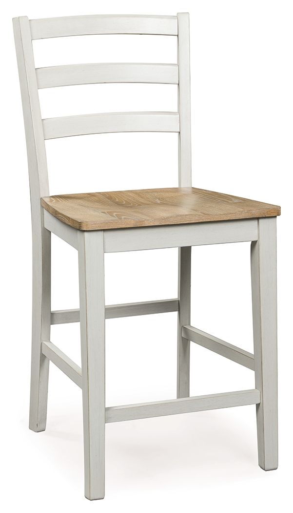 Westlinport - Antique White / Natural - Barstool (Set of 2)