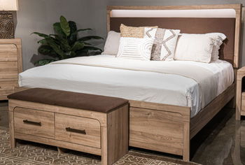 Hollymount - Queen Upholstered Panel Headboard - Tan / Brown