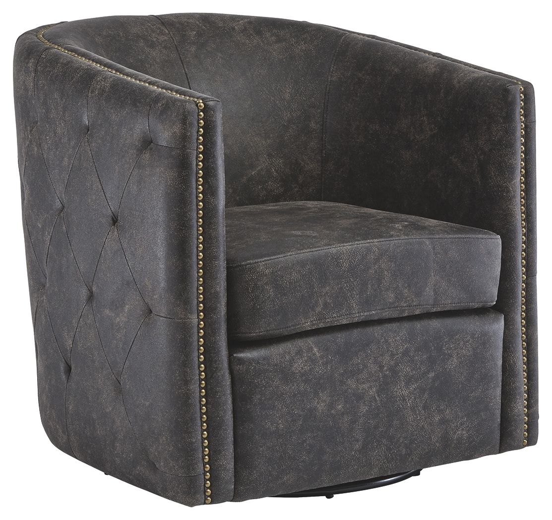 Brentlow - Swivel Accent Chair - Distressed Black