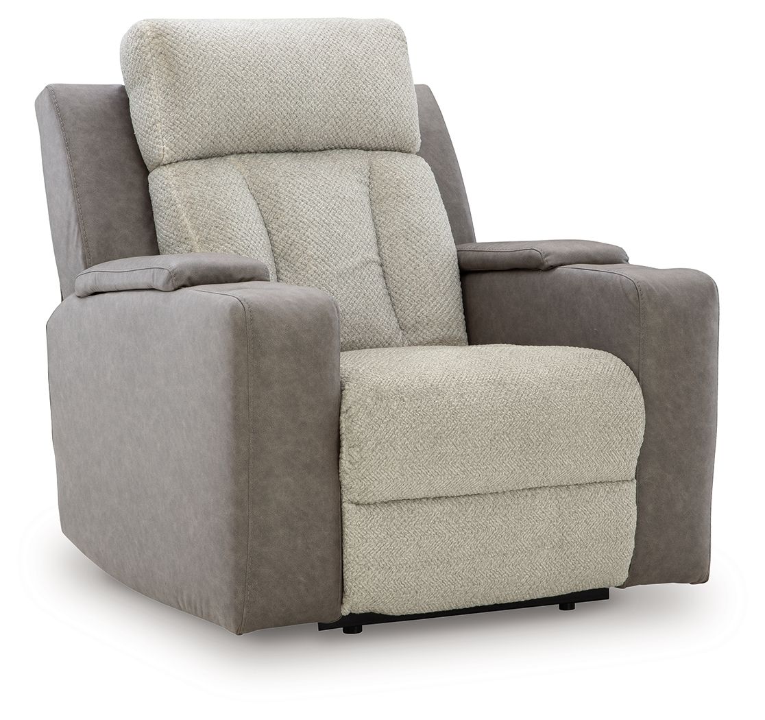 Stately Check - Sisal - Power Recliner With Adj Headrest
