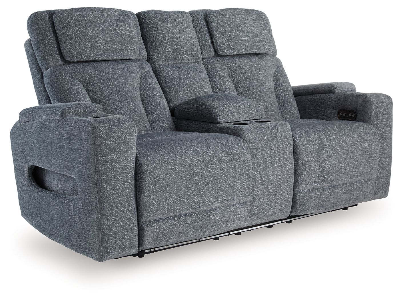 Forest Lake - Steel - Power Reclining Loveseat with Console