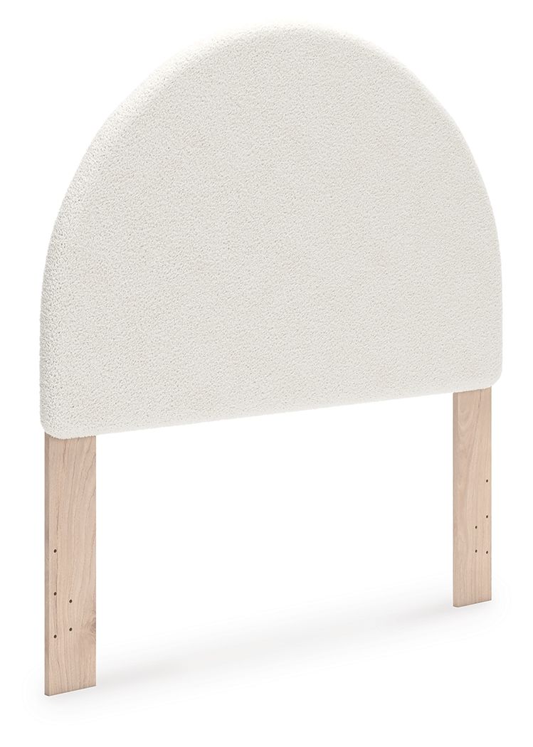 Shapella - White / Tan - Full Upholstered Panel Headboard