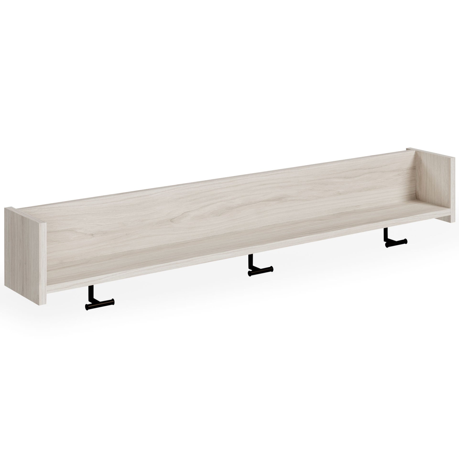 Socalle - Wall Mounted Coat Rack w/Shelf - Light Natural