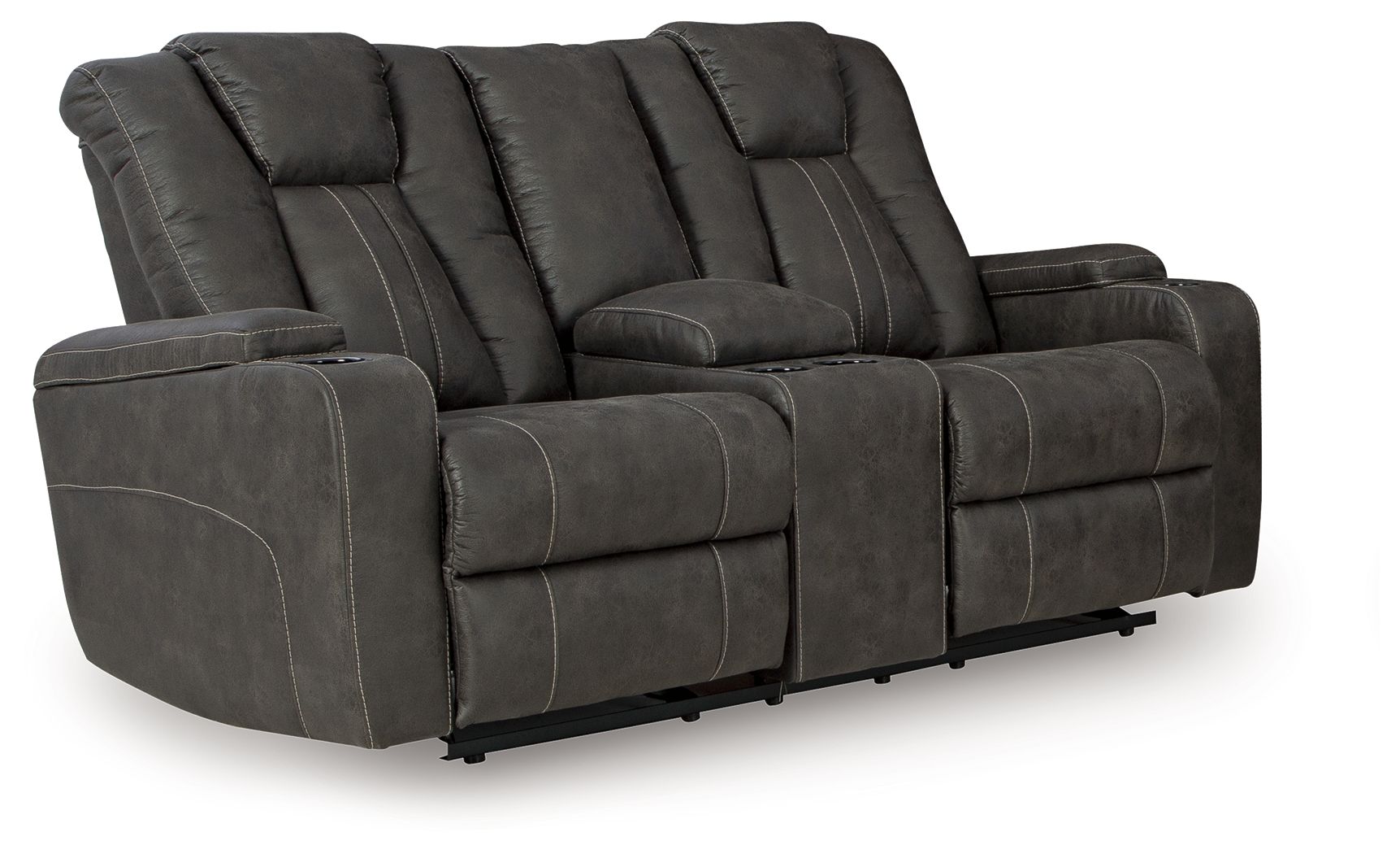 Batavia Pier - Iron - Glider Reclining Loveseat with Console