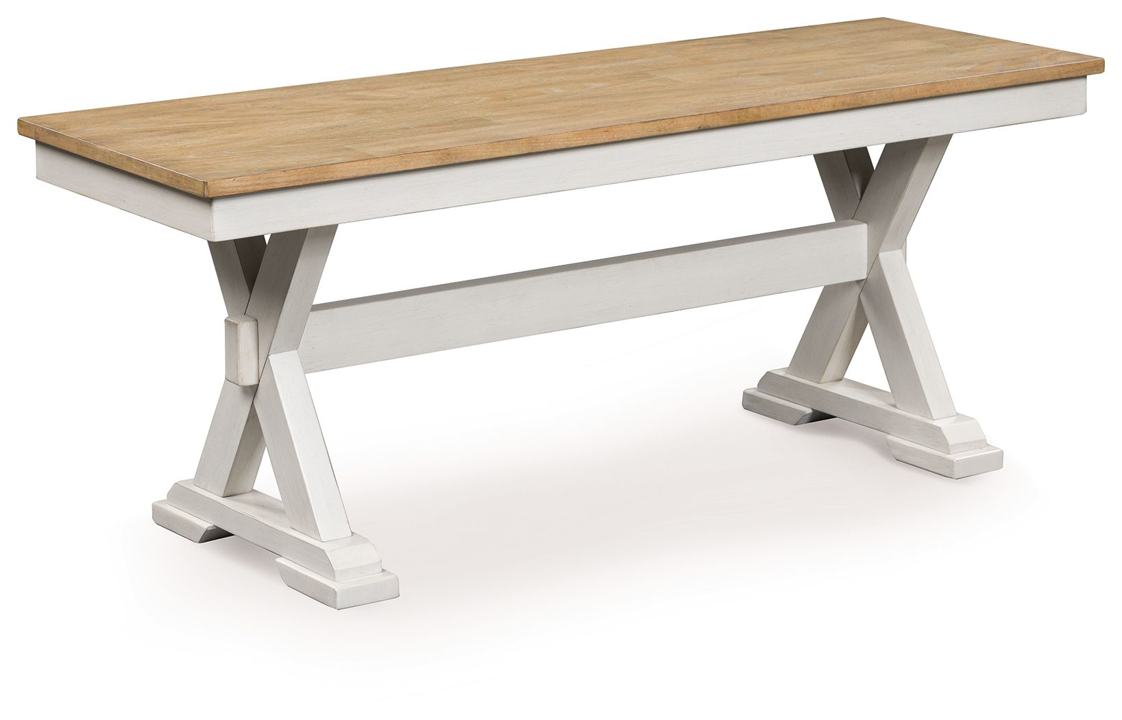 Westlinport - Antique White / Natural - Large Dining Room Bench